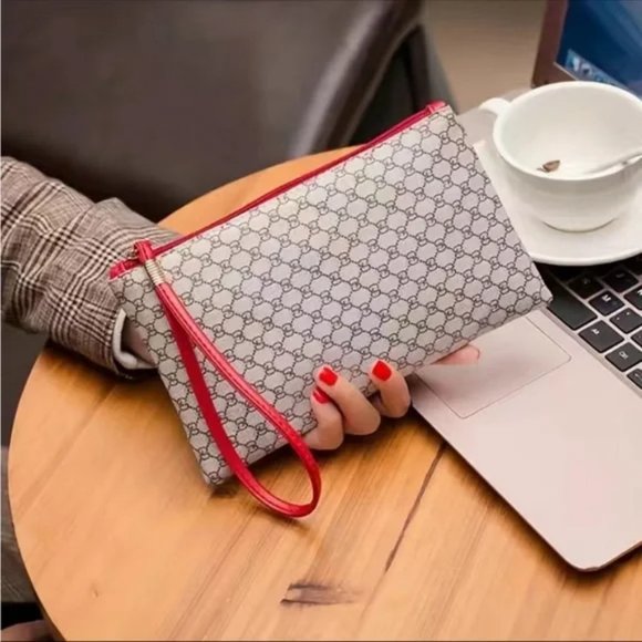 Women's Retro Design Pattern Long Wallet, Zipper Clutch Purse With Red Wristband - Picture 1 of 2